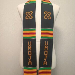 UMOJA Unity Black Kente Cloth Graduation Stool Sash
